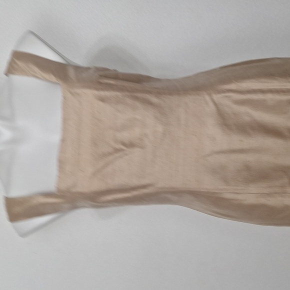 Finity Tan Quiet Luxury Cocktail 100% Silk Jacket and Dress Two Piece Set Size 8 - Picture 3 of 15